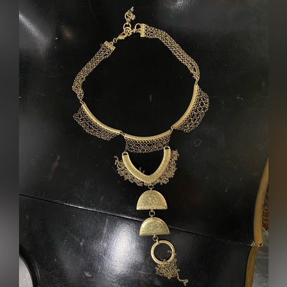 Egyptian Style Brass Statement Necklace - Picture 2 of 2